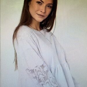 FP Movement penny embroidered lace peplum top Light violet Top new w/o tags